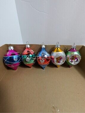 Vintage Teardrop Mercury Glass Ornaments Set of 6